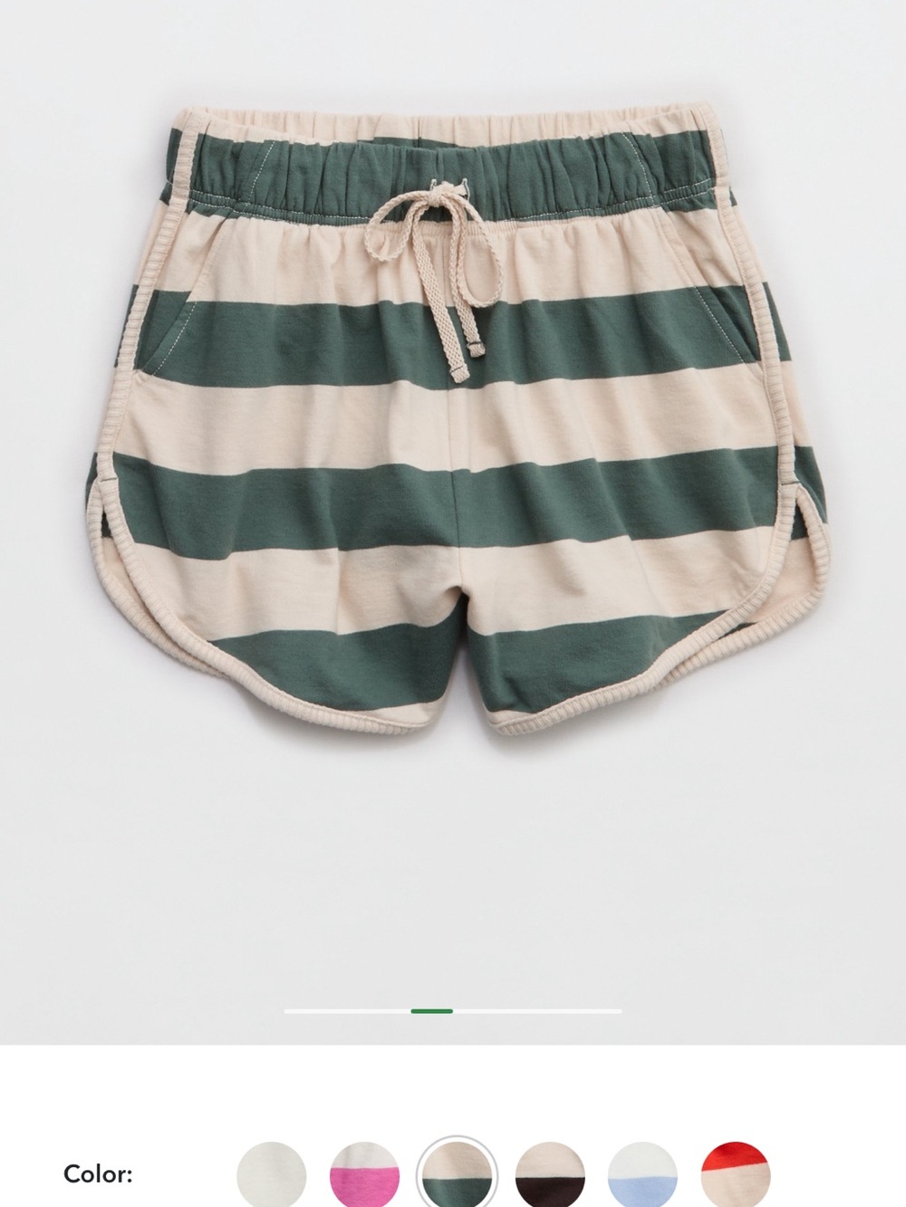 aerie Green and Cream Striped Athletic Shorts